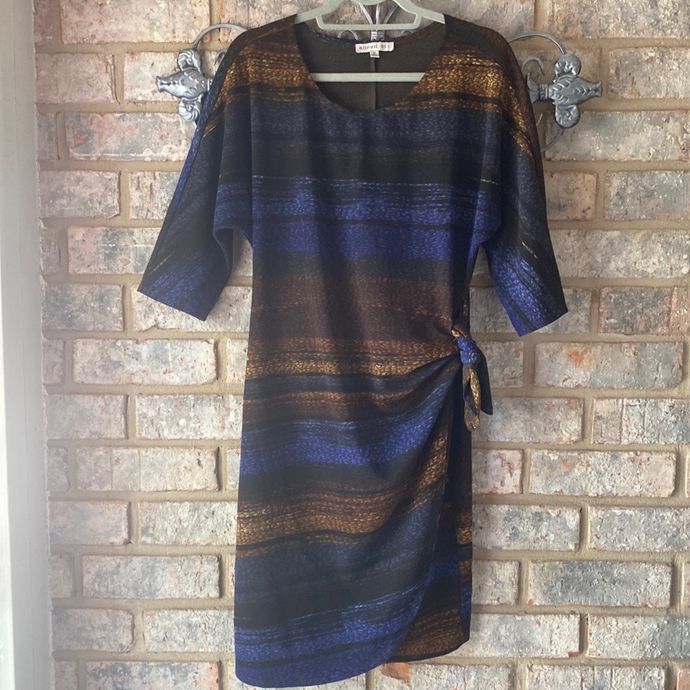 Robbie Bee scoop neck faux wrap dress